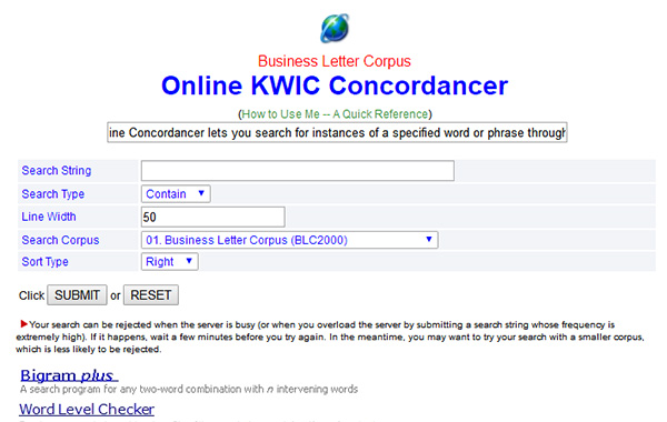 Online BLCKWIC Concordancer(雙語(yǔ)，英語(yǔ)、日語(yǔ))